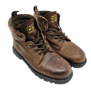 Caterpillar Cat Boots Boys Kids Size 4.5 Brown Leather 96304